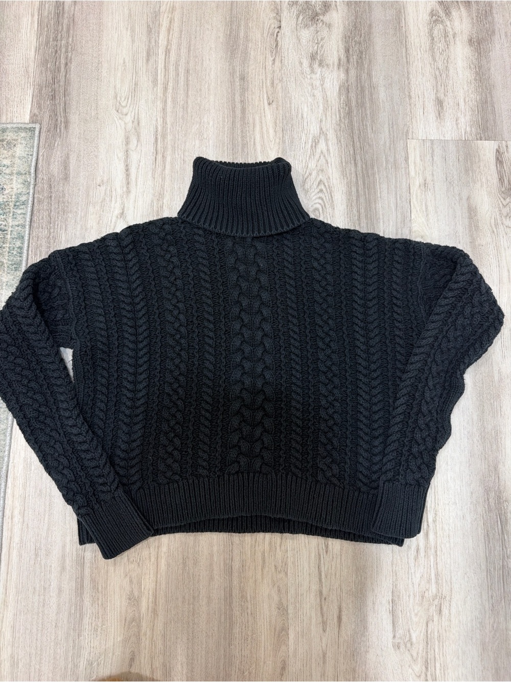 LAUREN RALPH LAUREN Black Cable Knit Turtleneck Sweater WOMEN SIZE MEDIUM